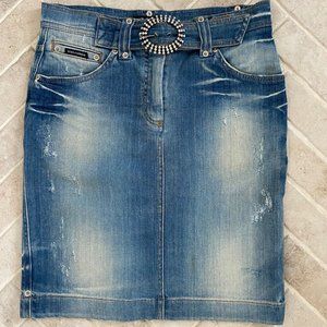 Dolce & Gabbana Denim Skirt with Crystal Belt, IT Size 40 (US 4)